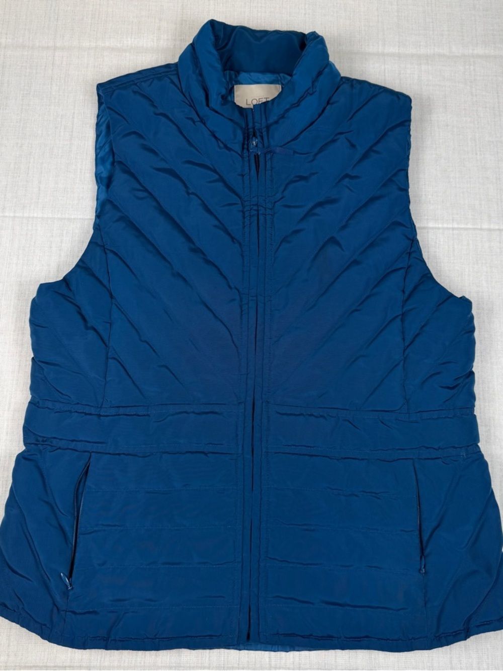LOFT Bright Blue/Teal Quilted Puffer Vest Shiny S